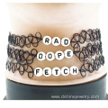 Alphabet Beads Handmade Stretch Tattoo Choker Necklace